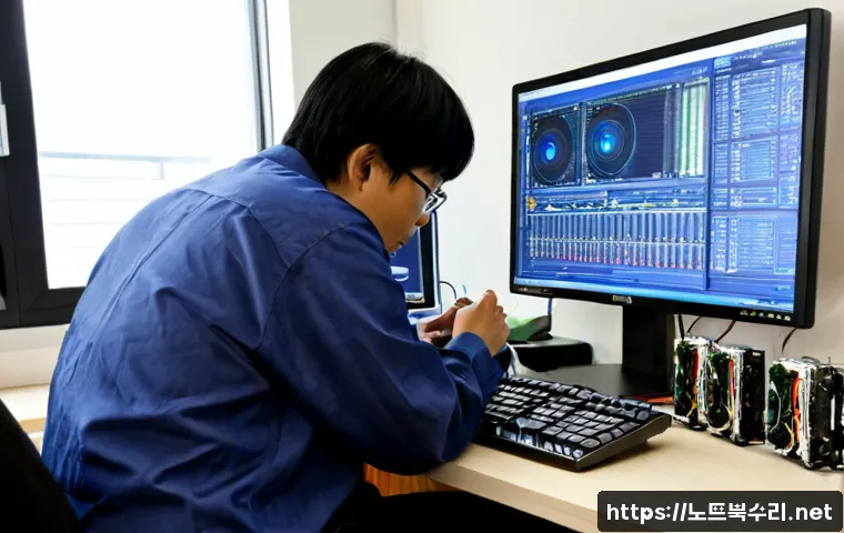 기흥동 ACPI_BIOS_ERROR - Photorealistic IT technician diagnosing a modern desktop workstation with its side panel open, caref...