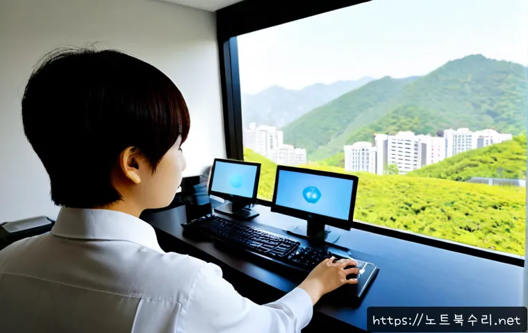 금호동 STATUS_SYSTEM_LICENSE_INVALID - Photorealistic software support workstation in a compact Geumho-dong hillside apartment office, dual...
