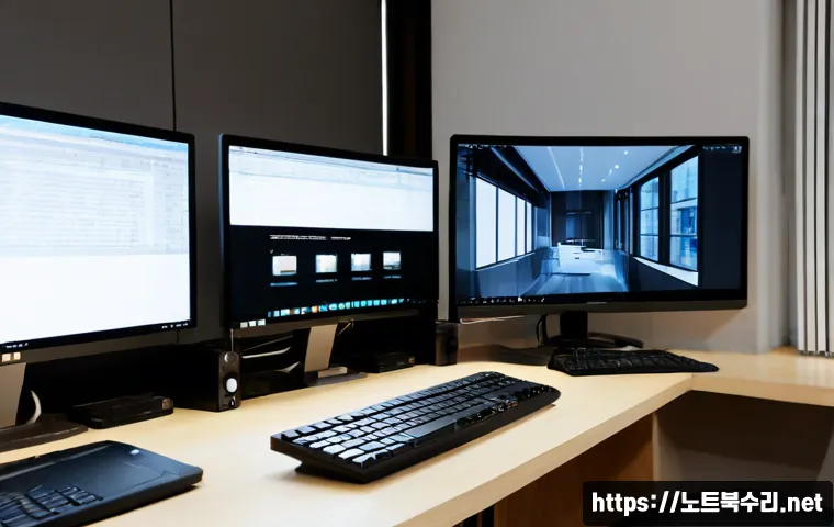 학암동 STATUS_DEVICE_NOT_READY - Photorealistic workstation in a modern Hanam-dong architecture studio, focused designer using a larg...
