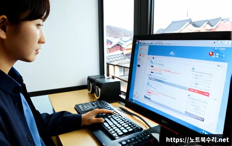 북가좌동 STATUS_INVALID_DEVICE_REQUEST - Photorealistic remote-support workstation in a compact Bukgajwa-dong apartment office, frustrated IT...