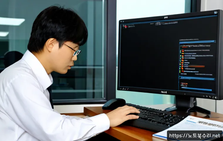안성동 STATUS_UNSUCCESSFUL - Photorealistic remote-support workstation in a quiet Anseong office, desktop monitor showing a blank...