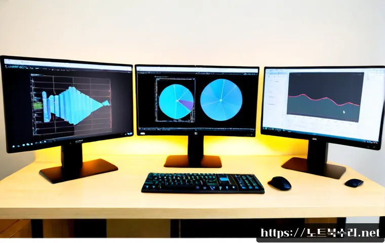 운중동 STATUS_KERNEL_MEMORY_LEAK - Photorealistic remote-support workstation in a quiet Bundang residential office, dual monitors showi...