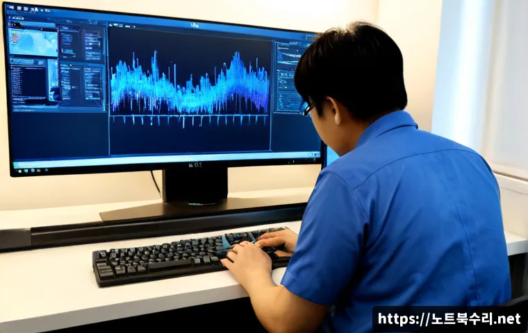 관훈동 DRIVER_POWER_STATE_FAILURE - Photorealistic IT support workstation in Gwanhun-dong, Seoul, dual monitors showing a frozen blue-to...