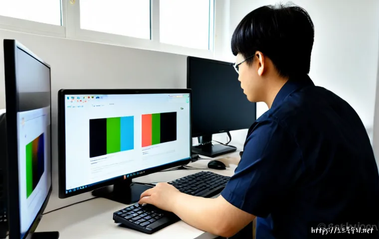 신현동 STATUS_INVALID_IMAGE_FORMAT - Photorealistic IT support workstation in a modern apartment office in Sinhyeon-dong, dual monitors s...