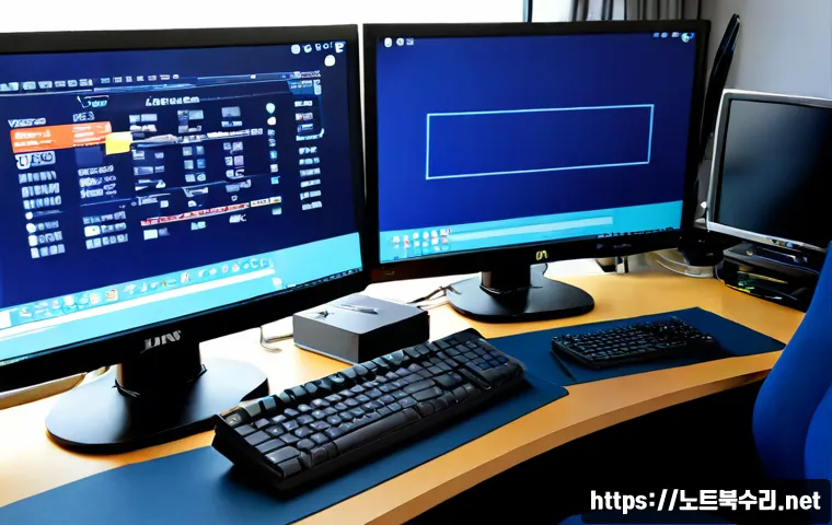 자양동 MACHINE_CHECK_EXCEPTION - Photorealistic IT support workstation in a compact Jayang-dong apartment office, desktop monitor sho...