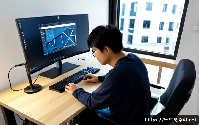 산본동 조립컴퓨터 pc 출장판매설치 - Photorealistic home-visit computer installation in a tidy Sanbon-dong apartment, technician assembli...