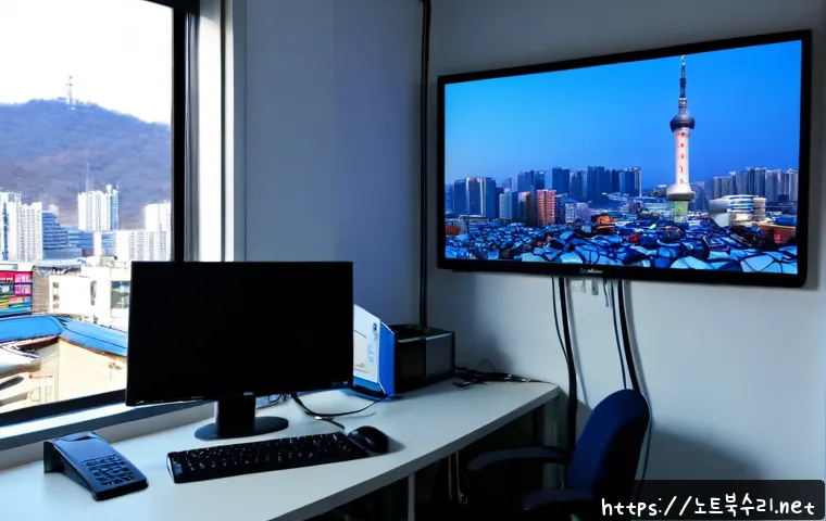 대림동 HAL_INITIALIZATION_FAILED - Photorealistic IT support workstation in Daerim-dong, Seoul, dual-monitor desktop frozen on a solid ...