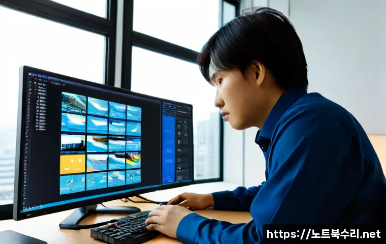 홍익동 PFN_LIST_CORRUPT - Photorealistic IT support workstation in a compact creative office near a university arts district, ...