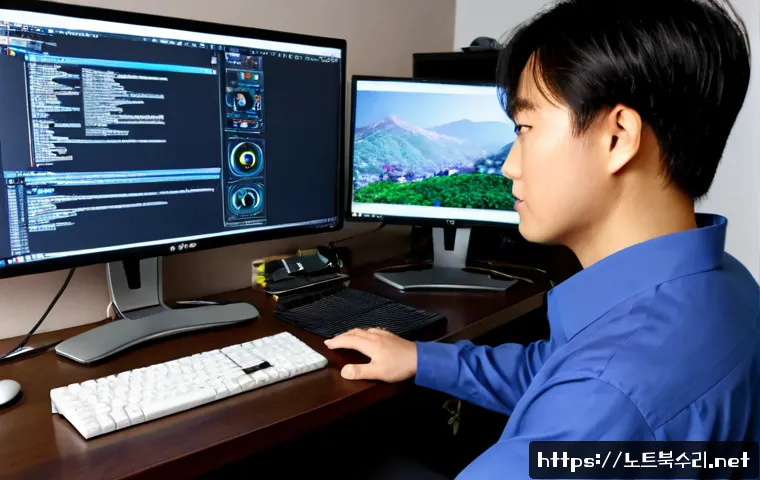 단현동 모니터화면 안나옴 - Photorealistic IT technician diagnosing a desktop workstation in a compact Danhyeon-dong apartment o...