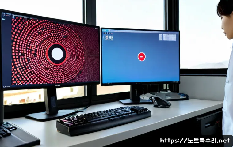 진위면 STATUS_KERNEL_DISK_ERROR - Photorealistic IT support workstation in a quiet Korean industrial township, ultrawide monitor showi...