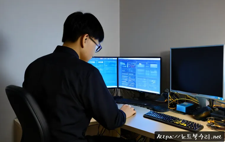 화곡동 DRIVER_VERIFIER_DETECTED_VIOLATION - Photorealistic remote IT support workstation in a compact Hwagok-dong apartment office, dual monitor...