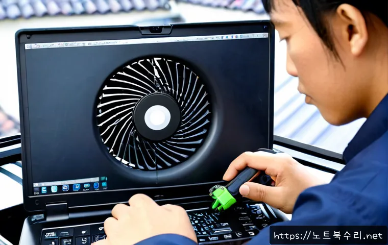 견지동 노트북 laptop 출장방문수리점 - Photorealistic onsite laptop repair in a compact Jongno office near Gyeonji-dong, skilled technician...