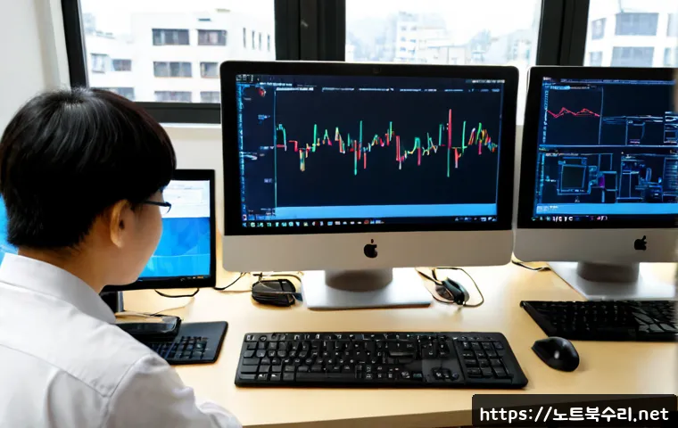 구포동 STATUS_KERNEL_NETWORK_ERROR - Photorealistic IT support workstation in a compact Korean neighborhood office, dual monitors showing...