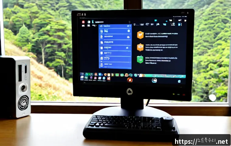 천현동 a disk read error occurred - Photorealistic remote-support workstation in a compact Korean home office, desktop monitor showing a...