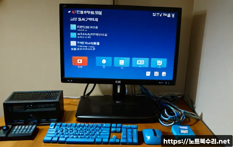 본동 pc에 문제가 발생하여 다시 시작해야 합니다 - Photorealistic remote IT support scene in a compact Bong-dong apartment home office, desktop monitor...