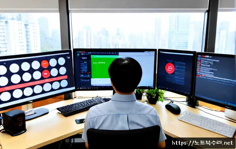성내동 STATUS_UNSUCCESSFUL - Photorealistic IT support workstation in a compact Seongnae-dong apartment office, dual monitors sho...