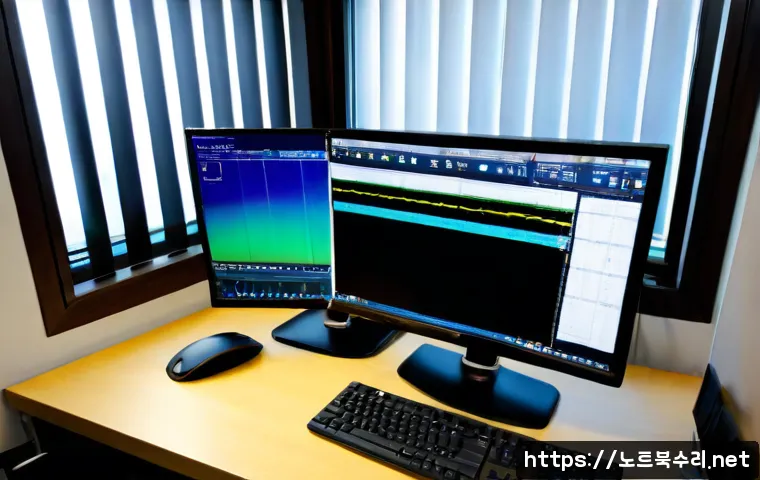 심곡동 STATUS_INVALID_PARAMETER - Photorealistic IT support workstation in a compact Simgok-dong apartment office, dual monitors showi...