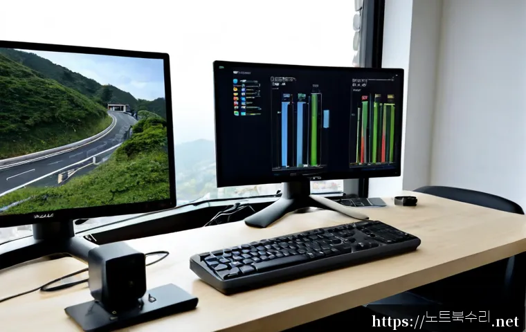 번동 STATUS_IO_TIMEOUT - Photorealistic remote-support workstation in a compact hillside neighborhood apartment, dual monitor...