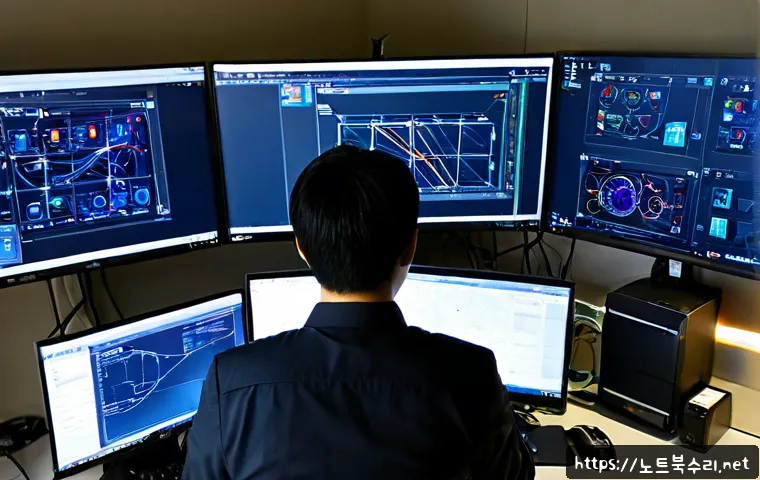 용두동 STATUS_KERNEL_NETWORK_ERROR - Photorealistic remote IT support workstation in a compact Yongsan-style Seoul office, technician stu...