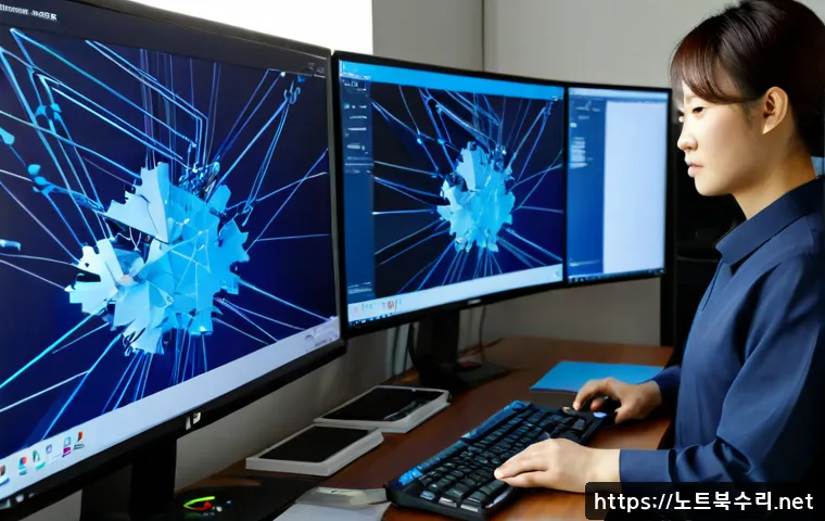 논현고잔동 KERNEL_MODE_HEAP_CORRUPTION - Photorealistic IT support workstation in a compact modern office near a quiet Korean residential-com...