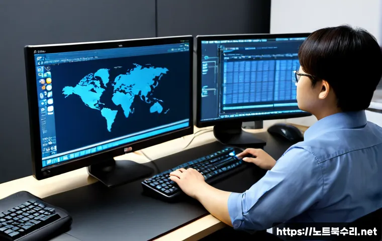 야동동 STATUS_KERNEL_MODULE_ACCESS_DENIED - Photorealistic remote IT support workstation in a compact modern office, engineer viewing a dark sys...