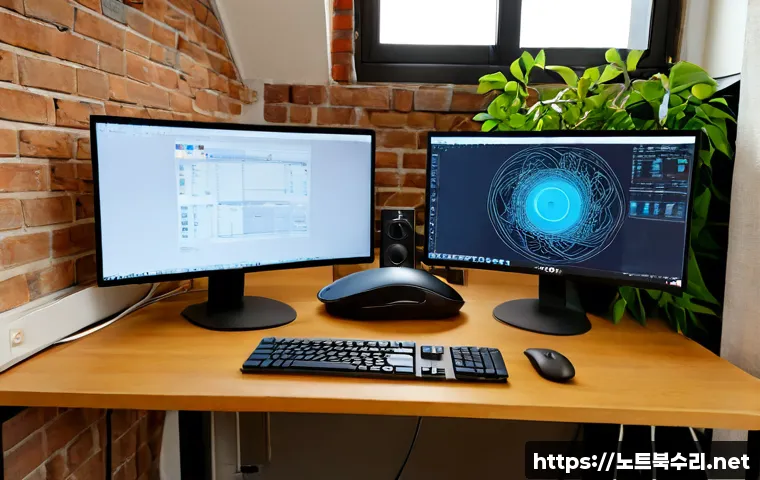 연남동 STATUS_PRIVILEGED_INSTRUCTION - Photorealistic remote-support specialist workstation in a sunlit Yeonnam-dong loft, dual monitors sh...