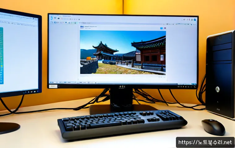팔달구 STATUS_RESOURCE_NOT_OWNED - Photorealistic remote IT support workstation in a compact office near a traditional Korean fortress ...