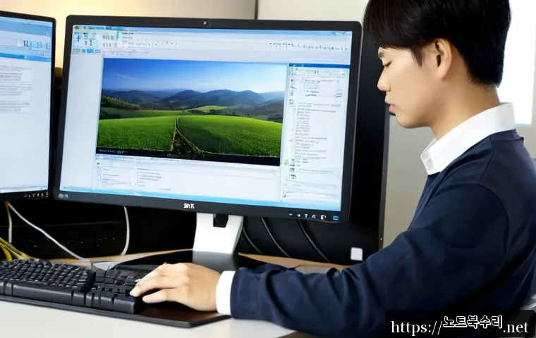 우정읍 bootdevice - Photorealistic IT technician at a modern workstation in a quiet semi-rural Korean office, carefully ...