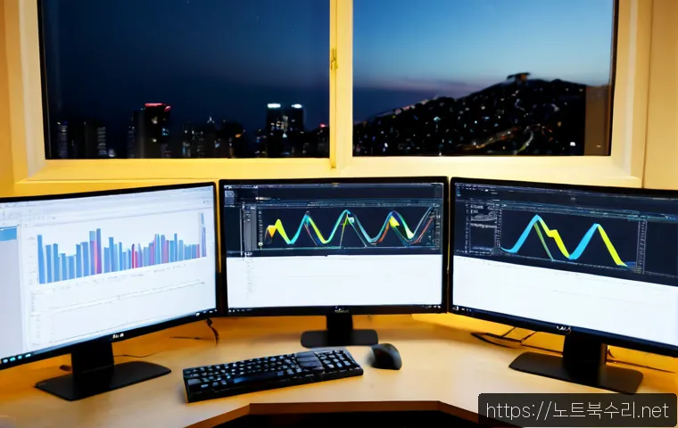 상수동 STATUS_FLOAT_INVALID_OPERATION - Photorealistic software engineer workstation in a compact Sangsudong-style studio, dual monitors sho...
