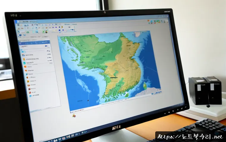 안중읍 FAT_FILE_SYSTEM - Photorealistic IT support workstation in a quiet semi-rural Korean office, technician using a deskto...