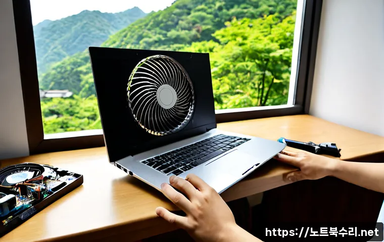 양평군 노트북 laptop 출장방문수리점 - Photorealistic on-site laptop repair in a bright Yangpyeong County home office, technician carefully...