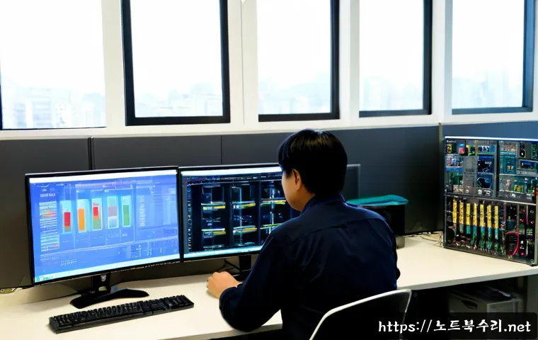 가학동 DRIVER_VERIFIER_DETECTED_VIOLATION - Photorealistic IT support workstation in a modern Gahak-dong office, dual monitors showing a nonverb...