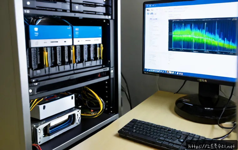 옥산동 pc복구중 - Photorealistic computer recovery workstation in a compact Oksan-dong repair studio, technician recon...