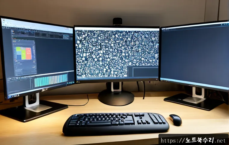 누하동 STATUS_KERNEL_ACCESS_DENIED - Photorealistic remote-support workstation in a compact Nuha-dong apartment studio, dual monitors sho...