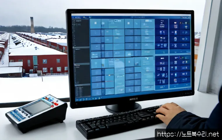 서탄면 STATUS_KERNEL_THREAD_INTERRUPTED - Photorealistic remote-support workstation in a quiet industrial district near Seotan-myeon, dual mon...