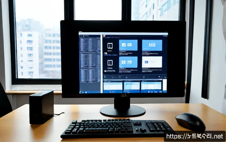 석남동 프로그램응답없음 - Photorealistic remote-support workstation in a compact Seoknam-dong apartment office, frustrated des...