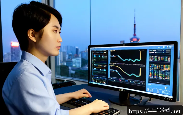 구월동 STATUS_KERNEL_HANDLE_INVALID - Photorealistic IT support workstation in a modern Guwol-dong office tower, dual monitors showing abs...