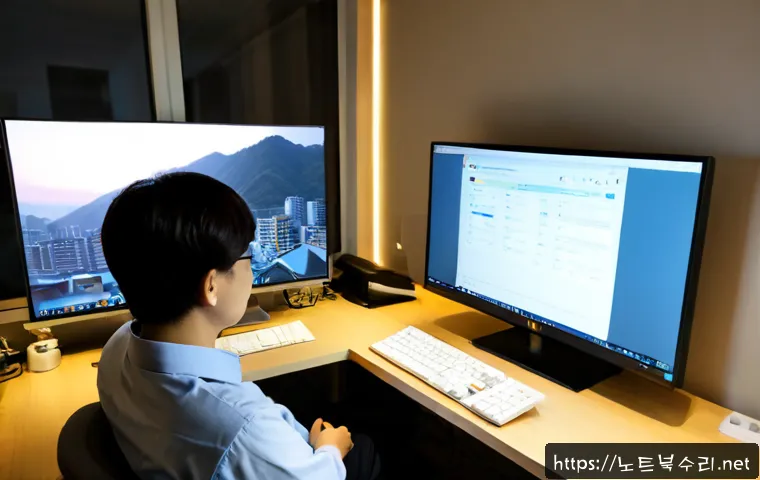 송정동 SESSION_HAS_VALID_VIEWS_ON_EXIT - Photorealistic remote-support workstation in a compact Songjeong-dong apartment office, focused tech...