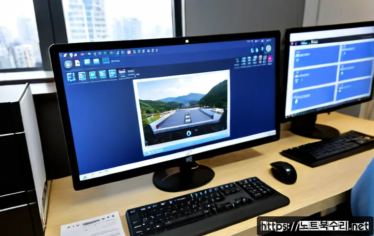 관교동 PROCESS_HAS_LOCKED_PAGES - Photorealistic remote-support workstation in a compact Gwangyo-dong office, IT specialist viewing a ...