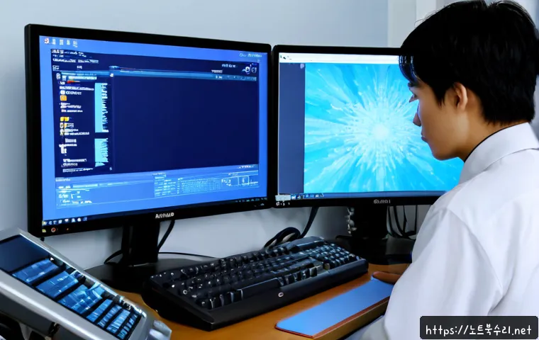 법곳동 DPC_WATCHDOG_VIOLATION - Photorealistic IT support workstation in a quiet Korean residential-office neighborhood, dual monito...
