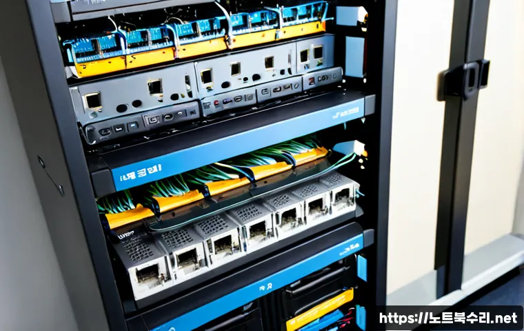 의정부 파일서버출장방문수리점 - Photorealistic onsite file server repair in a compact Uijeongbu office near a residential rail corri...