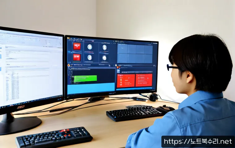 용유동 STATUS_MEMORY_ACCESS_DENIED - Photorealistic remote-support workstation in a quiet coastal district apartment, dual monitors showi...