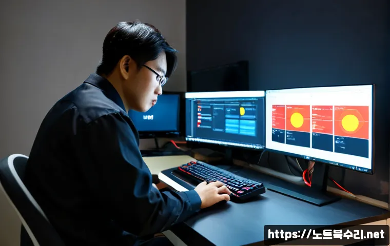 사송동 악성코드 바이러스 - Photorealistic cybersecurity technician in a modern apartment-office workstation in Sasang-dong, car...