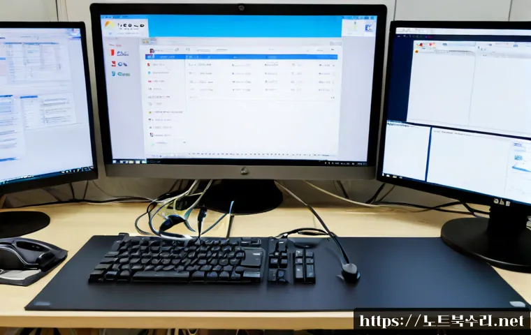 덕교동 윈도우11 windows11 재설치 포맷  초기화 - Photorealistic IT support workstation in a compact Deokgyo-dong office, desktop computer showing a c...
