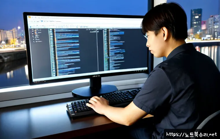 미사동 centos재설치 포맷  초기화 - Photorealistic IT support workstation during a Linux server reinstallation, dual monitors showing a ...