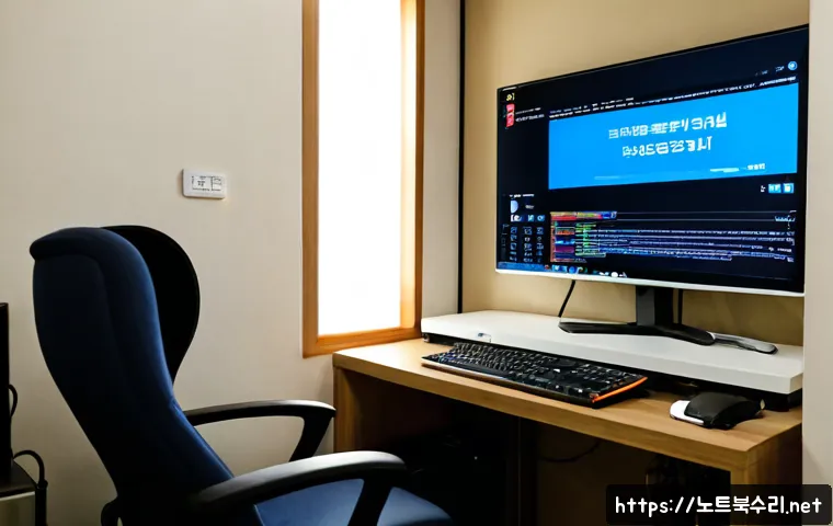 삼전동 INACCESSIBLE_BOOT_DEVICE - Photorealistic remote-support workstation in a compact Samjeon-dong apartment office, dual monitors ...