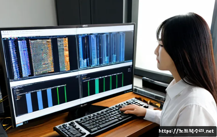 등촌동 DRIVER_IRQL_NOT_LESS_OR_EQUAL - Photorealistic IT support workstation in Deungchon-dong, Seoul, dual monitors showing a clean abstra...
