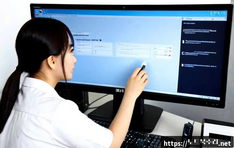 이동 프리도스 윈도우설치 - Photorealistic desktop support scene, technician installing an operating system on a newly assembled...