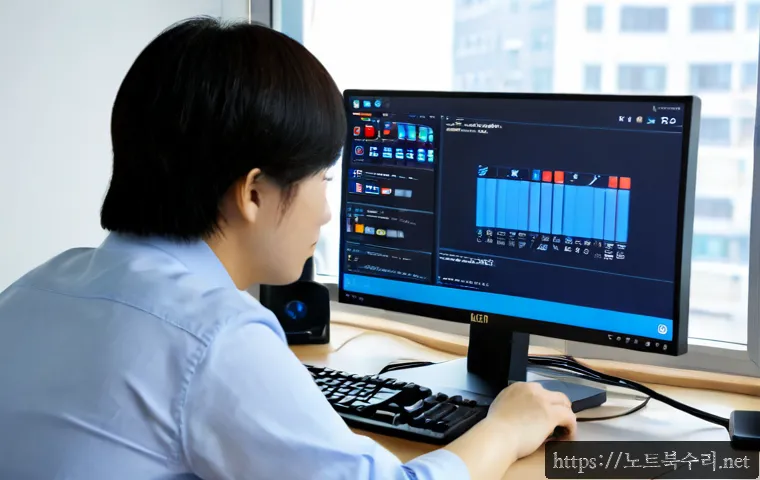 걸산동 BAD_POOL_CALLER - Photorealistic IT support workstation in a compact residential office, dual monitors showing a non-b...