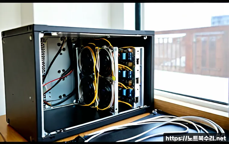 월송동 파워조립 및 교체수리 - Photorealistic desktop PC power supply replacement on a clean repair bench, technician connecting mo...